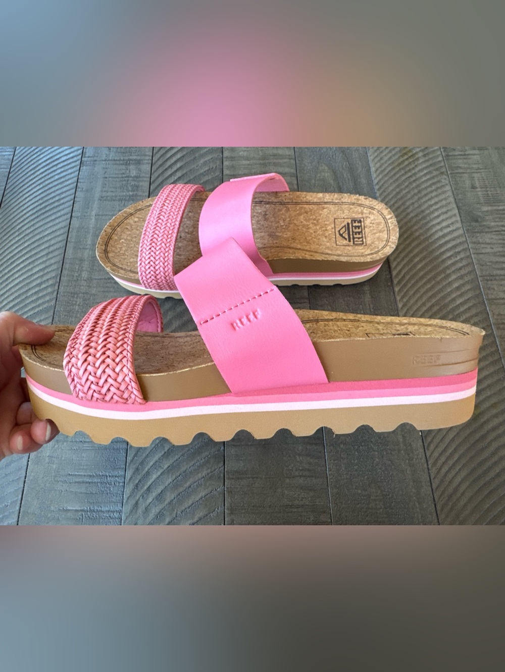 Reef Cushion Vista Hi Pink Platform Arch Support Slide Sandals Women's Size 8 - Picture 6 of 16